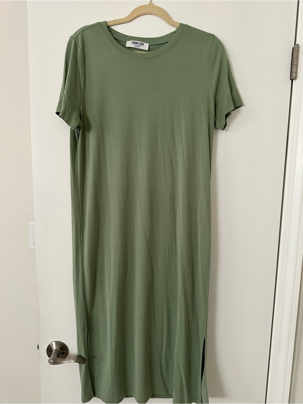 Double Zero Olive Green Short Sleeve Midi Tee Dress